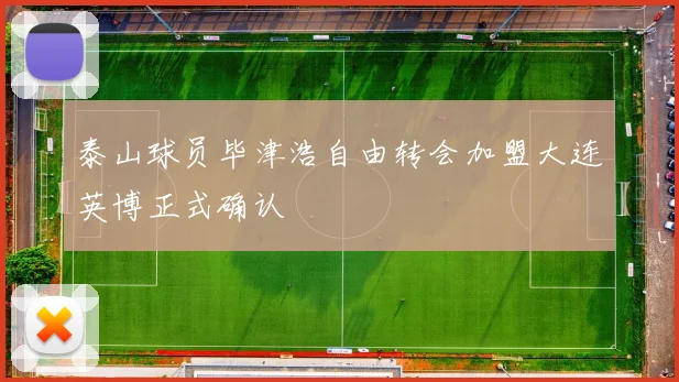 泰山球员毕津浩自由转会加盟大连英博正式确认